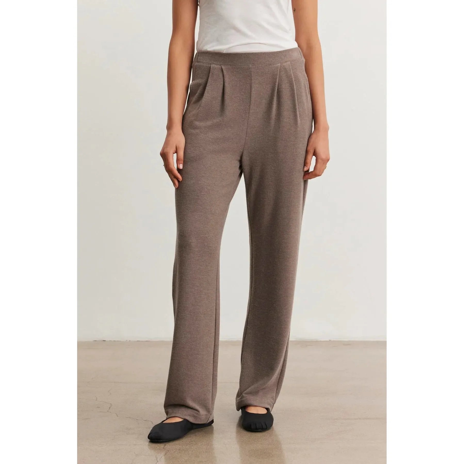 Velvet Eliya Triblend Knit Straight Leg Pant in Mocha