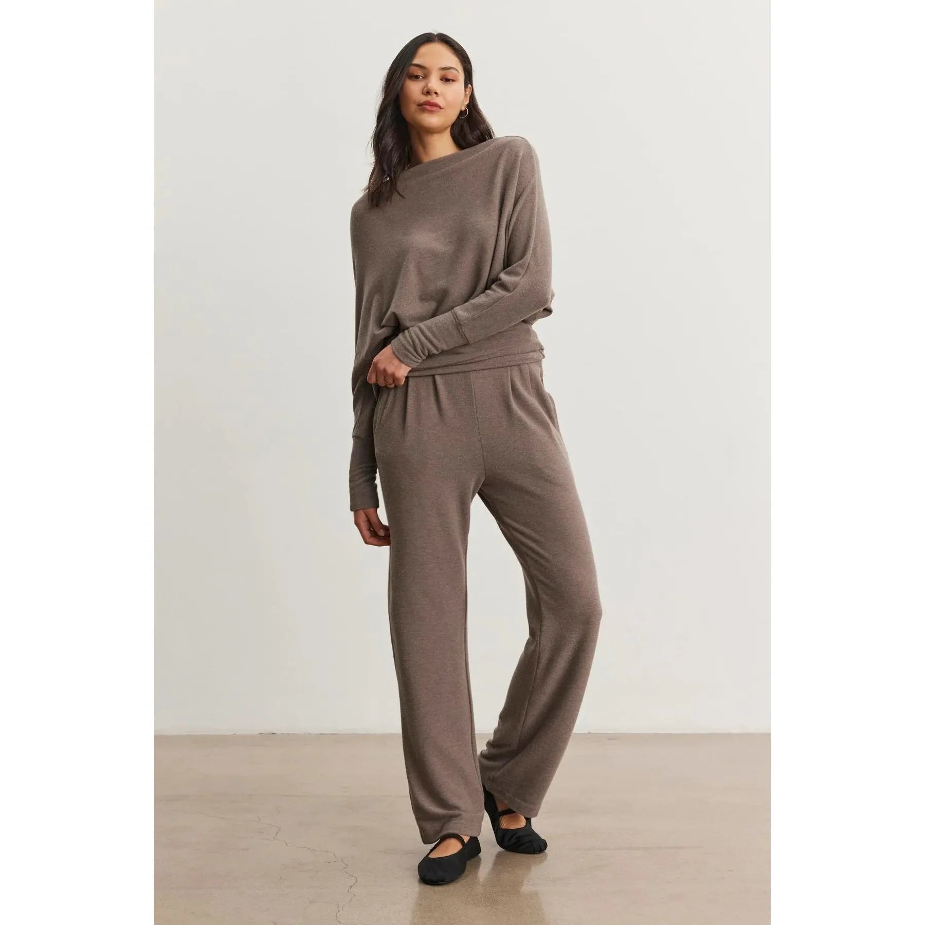 Velvet Eliya Triblend Knit Straight Leg Pant in Mocha