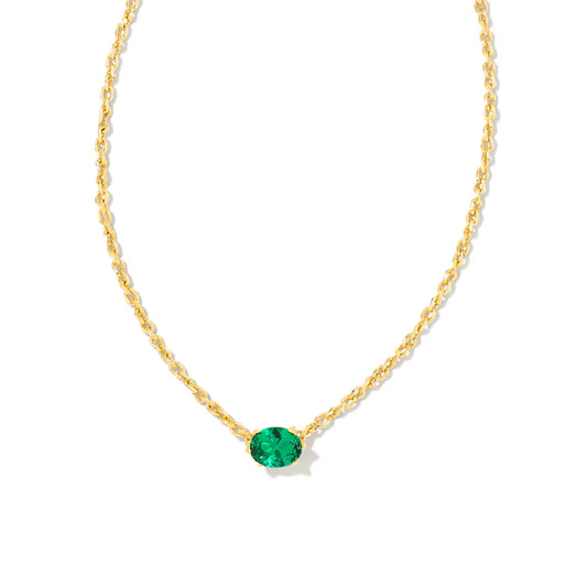 Kendra Scott Cailin Gold Pendant Necklace Green Crystal