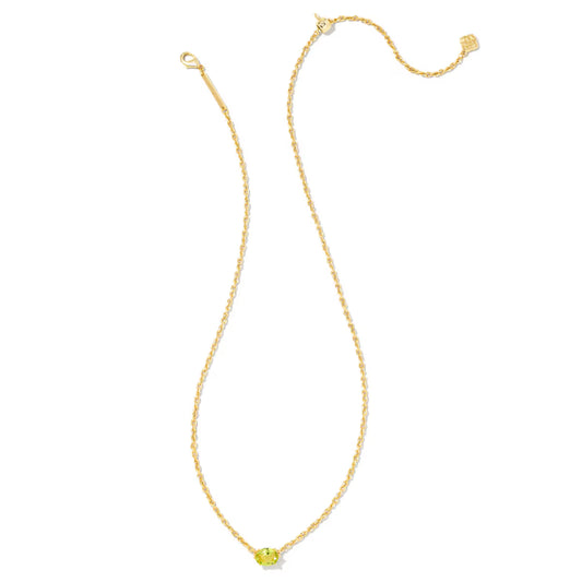 Kendra Scott Cailin Gold Pendant Necklace Light Green Crystal