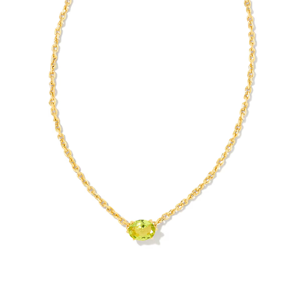 Kendra Scott Cailin Gold Pendant Necklace Light Green Crystal