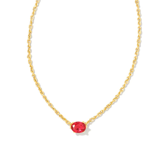 Kendra Scott Cailin Gold Pendant Necklace Red Crystal