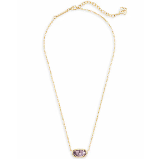 Kendra Scott Elisa Enamel Frame Gold Paperclip Necklace in Amethyst