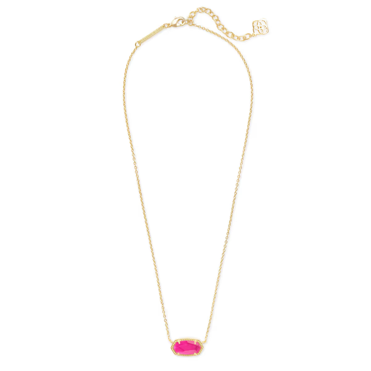 Kendra Scott Elisa Enamel Frame Gold Paperclip Necklace in Azelea Illusion