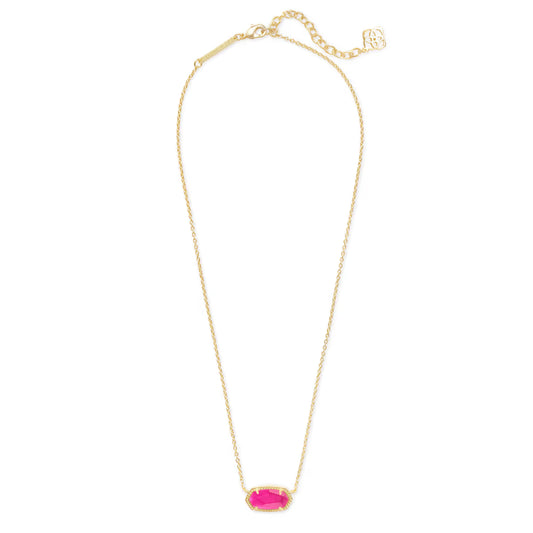 Kendra Scott Elisa Enamel Frame Gold Paperclip Necklace in Azelea Illusion