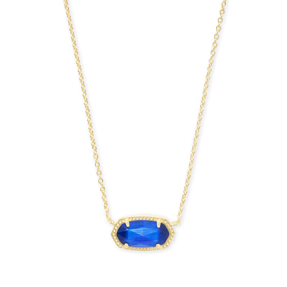 Kendra Scott Elisa Enamel Frame Gold Paperclip Necklace Cobalt Infusion