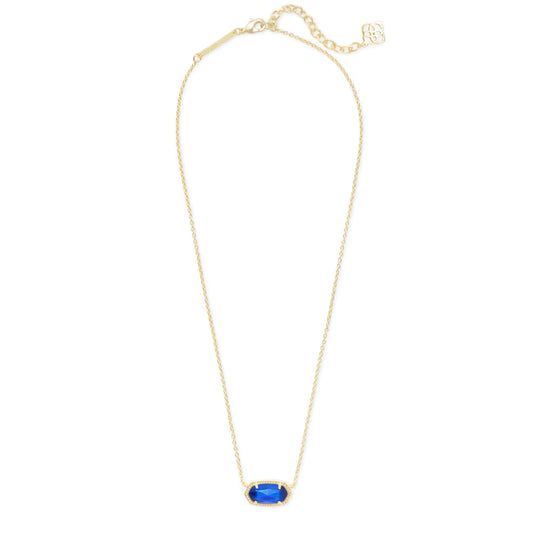 Kendra Scott Elisa Enamel Frame Gold Paperclip Necklace Cobalt Infusion