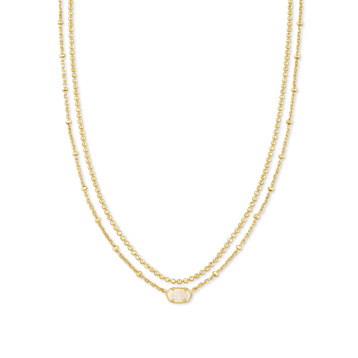 Emilie Gold Multi Strand Necklace in Iridescent Drusy