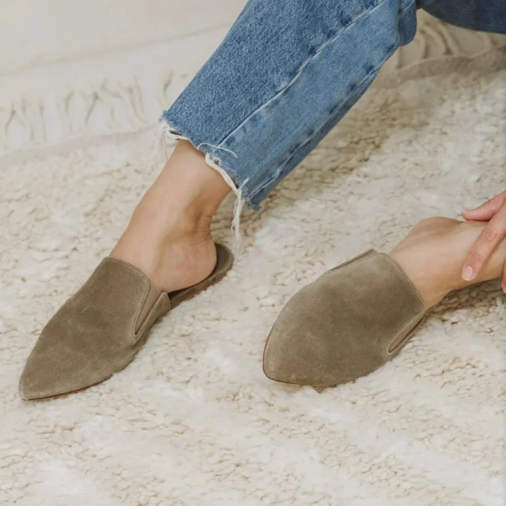 Jenni Kayne Suede Mule Flats in Laurel