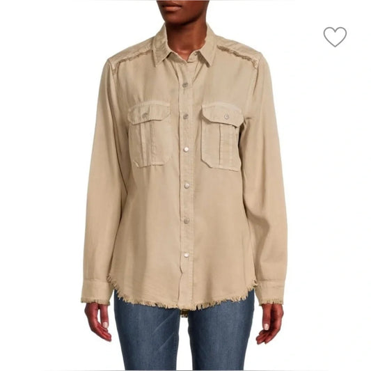 Etienne Marcel  Frayed Work Button-Down Top