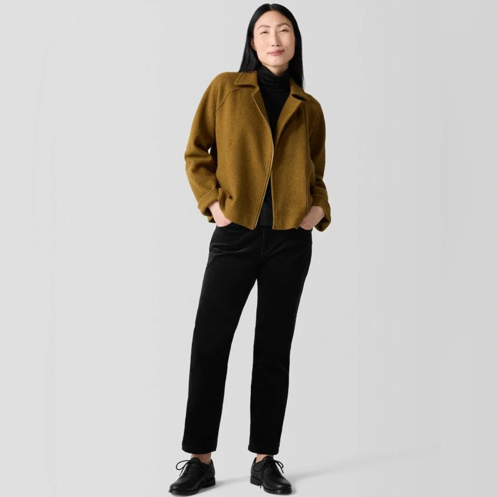 Eileen Fisher Lightweight Boiled Wool Motorcycle Jacket