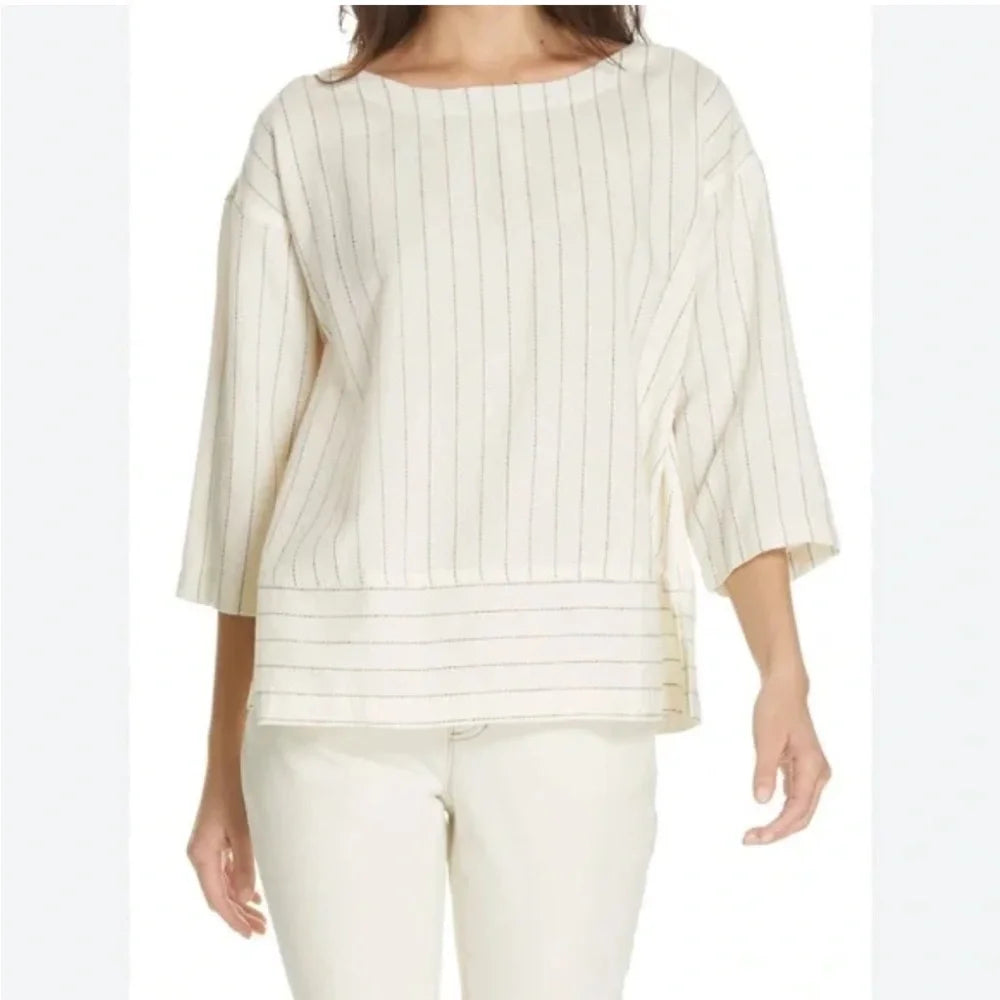 Eileen Fisher Striped Bateau Neck Sleeve