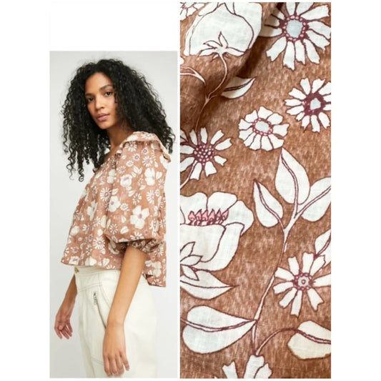 Free People Miss Daisy Ruffle Print Top