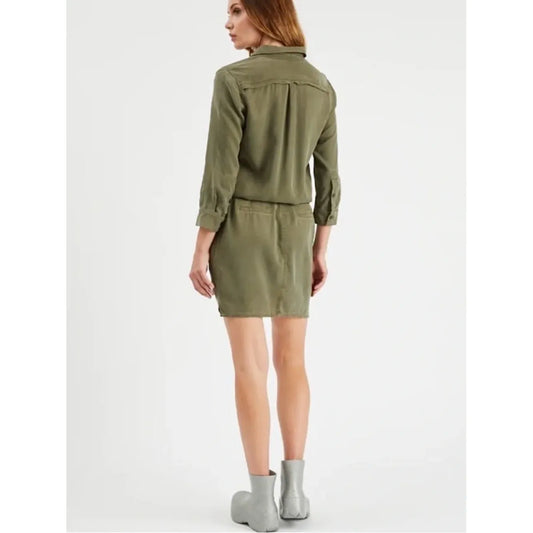 Etienne Marcel Chambray Mini Shirtdress in Military