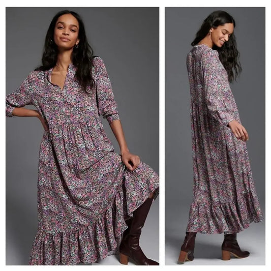 Mare Mare x Anthropologie Medium Lynda Floral Cottage Core Maxi Dress 