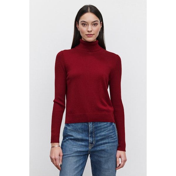 Velvet by Graham and Spencer Korie Turtleneck Sweater in Merlot