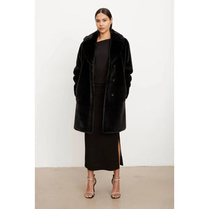 Velvet Evalyn Lux Faux Fur Coat in Black