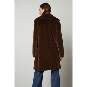 Velvet Evalyn Lux Faux Fur Coat in Brown