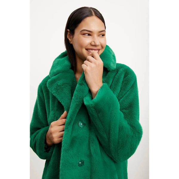 Velvet Evalyn lux Faux Fur Coat in Emerald
