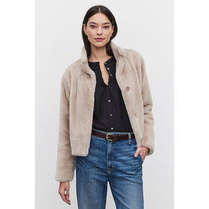 Velvet by Graham and Spencer Sheena Lux Faux Fur Jacket in Ash