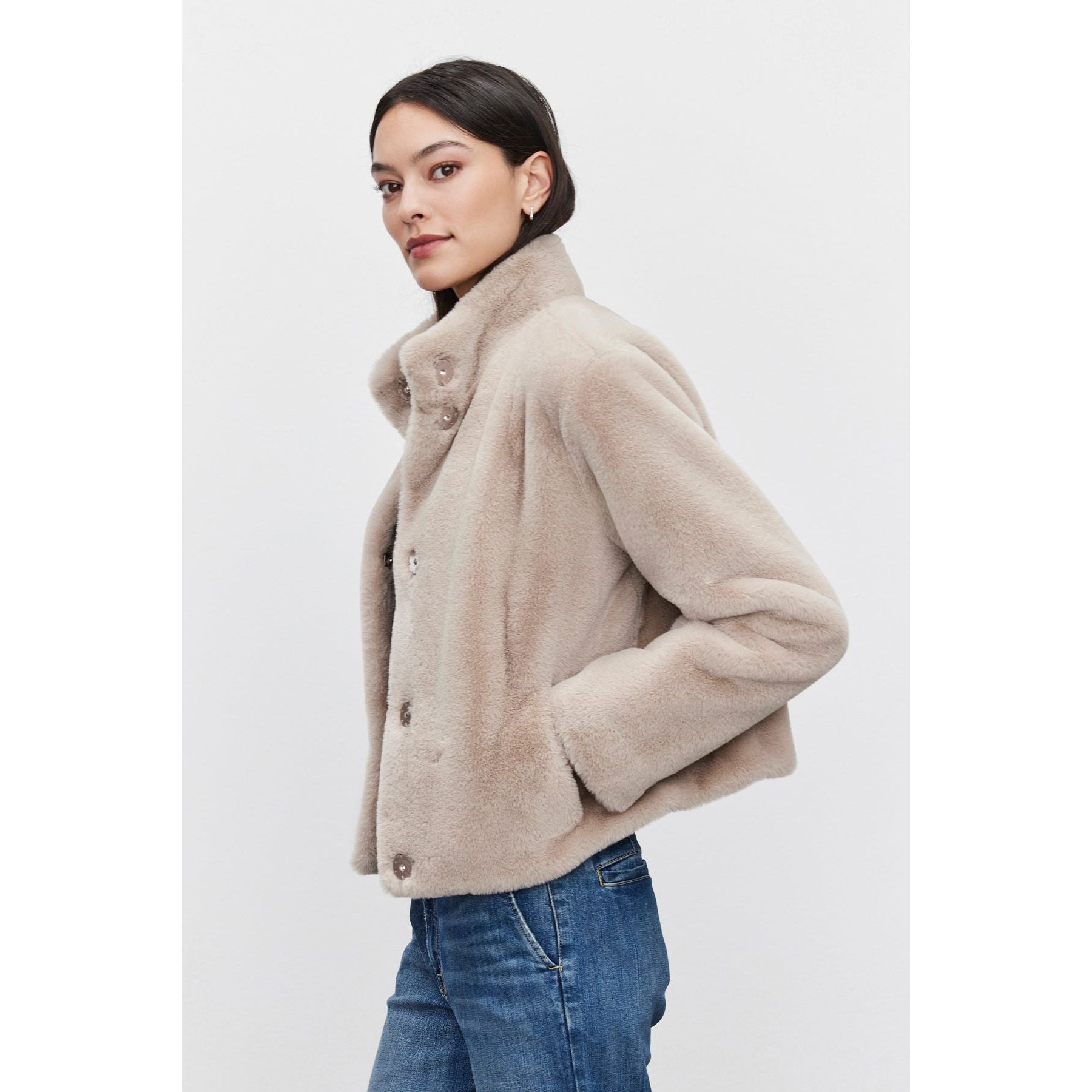 Velvet by Graham and Spencer Sheena Lux Faux Fur Jacket in Ash