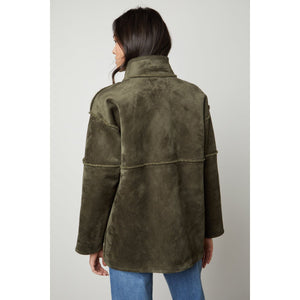 Velvet Albany Lux Sherpa Reversible Jacket in Army