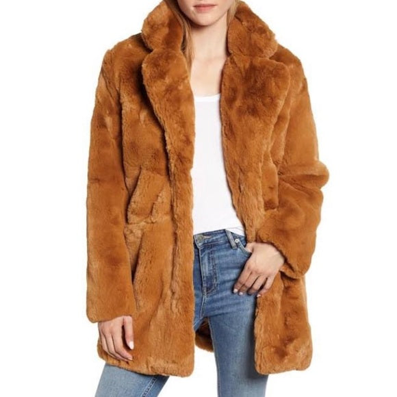 Apparis Eloise Faux-Fur Coat Chestnut
