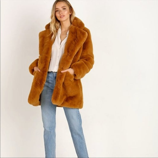 Apparis Eloise Faux-Fur Coat Chestnut