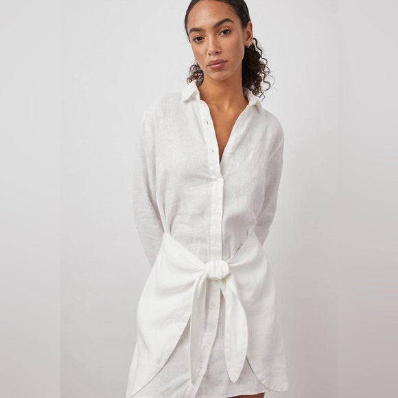 Rails Linen Front Tie Button Down Dress 
