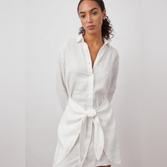 Rails Linen Front Tie Button Down Dress 
