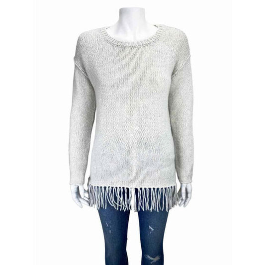 Velvet by Graham & Spencer Wool Blend Fringe Sweater in Ivory
