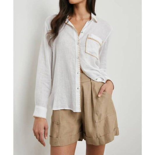 Consignment009 Rails Charli Shirt in White Blanket Stitch