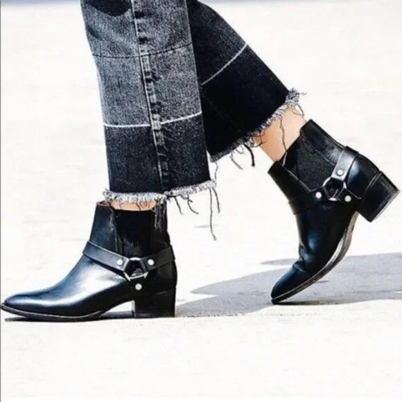 FRYE Women's Black Dara Harness Chelsea Boots