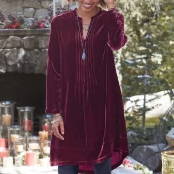 Sundance Velvet Enchantment Dress Red Silk Velvet