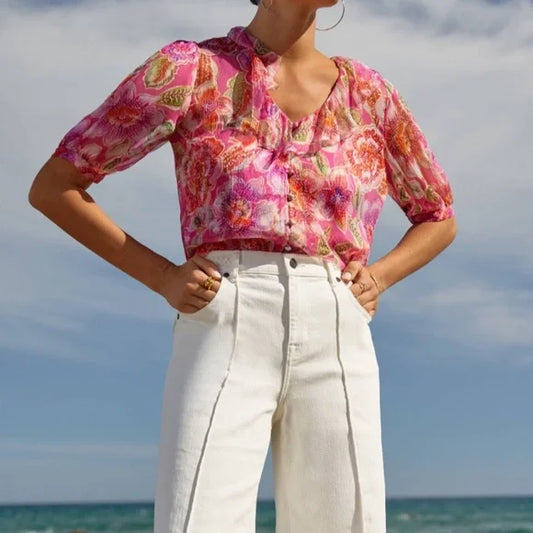 Johnny Was Jade Floral Blouse