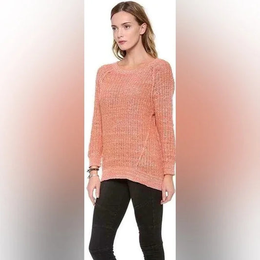 Free People Sweater Chunky Marled Knit Long Sleeve Pullover