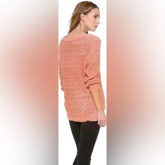 Free People Sweater Chunky Marled Knit Long Sleeve Pullover