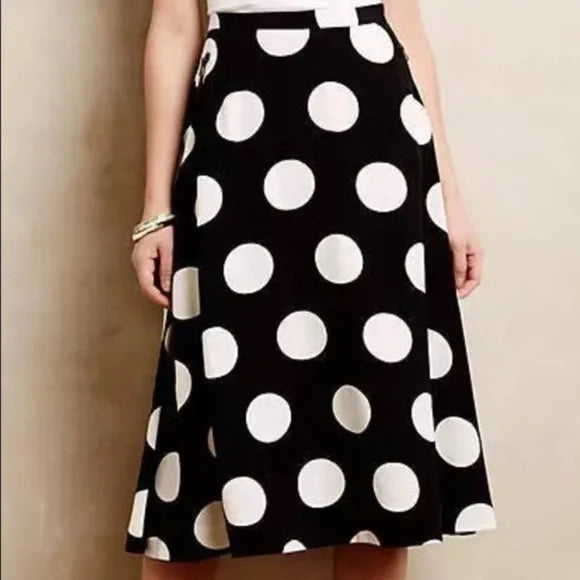 HD in Paris by Anthropologie Black and White Polka Dot A-Line Skirt