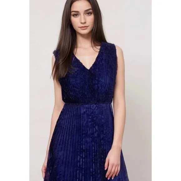 Johnny Was Jade Blue Clario Pleated Midi Dress