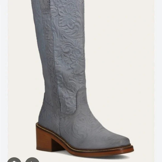 Frye Kate Floral Embossed Knee High Leather Boots