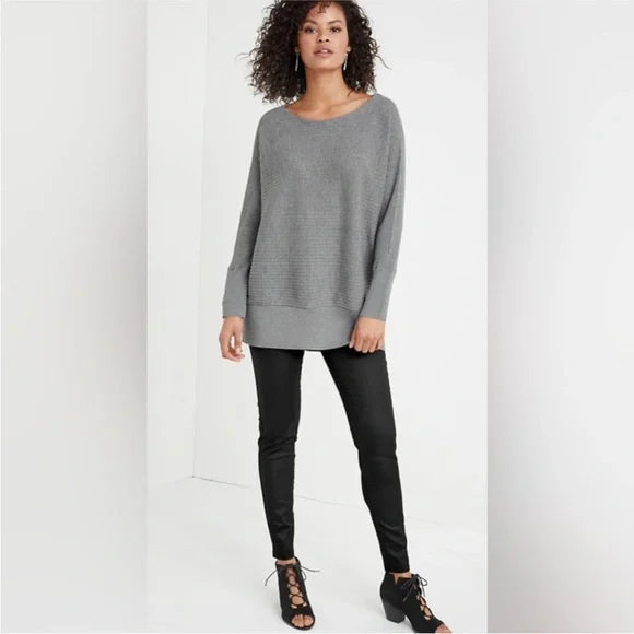 Eileen Fisher Black Coated Organic Cotton Stretchy Pull On Leggings Pants