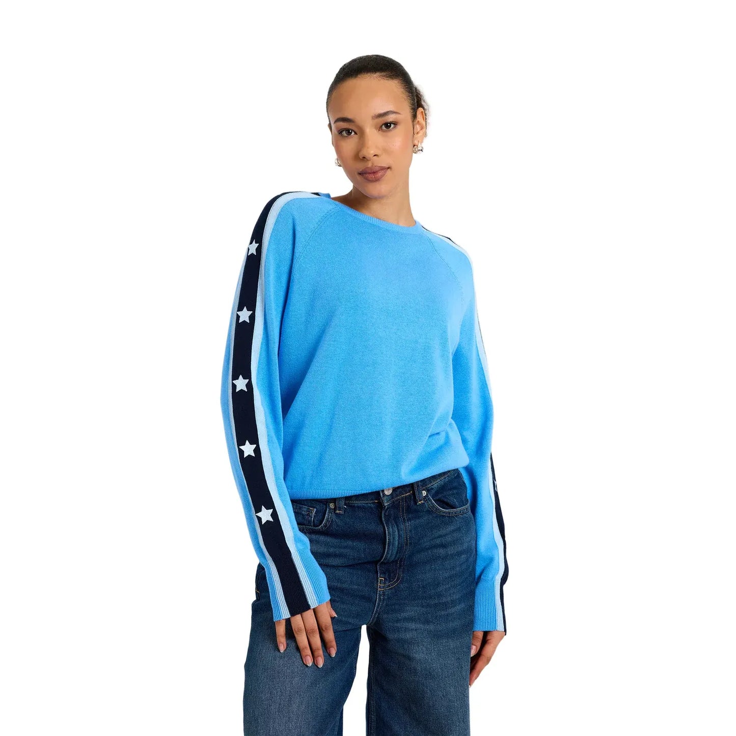 Wispr by Brodie Sofie Star Stripe Sweater in Tranquil Blue/Navy
