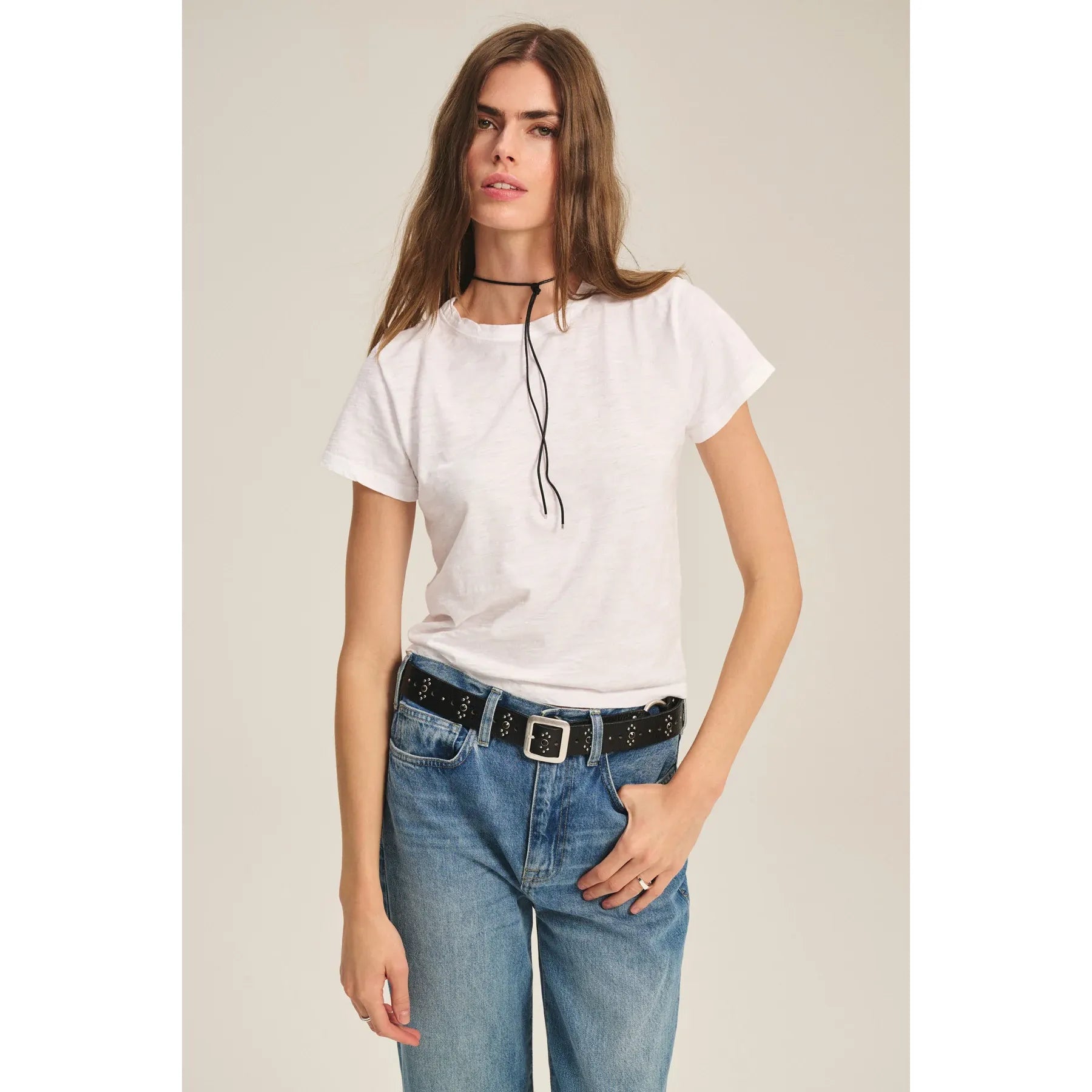 Velvet by Graham and Spencer Marika Cotton Slub Tee in White