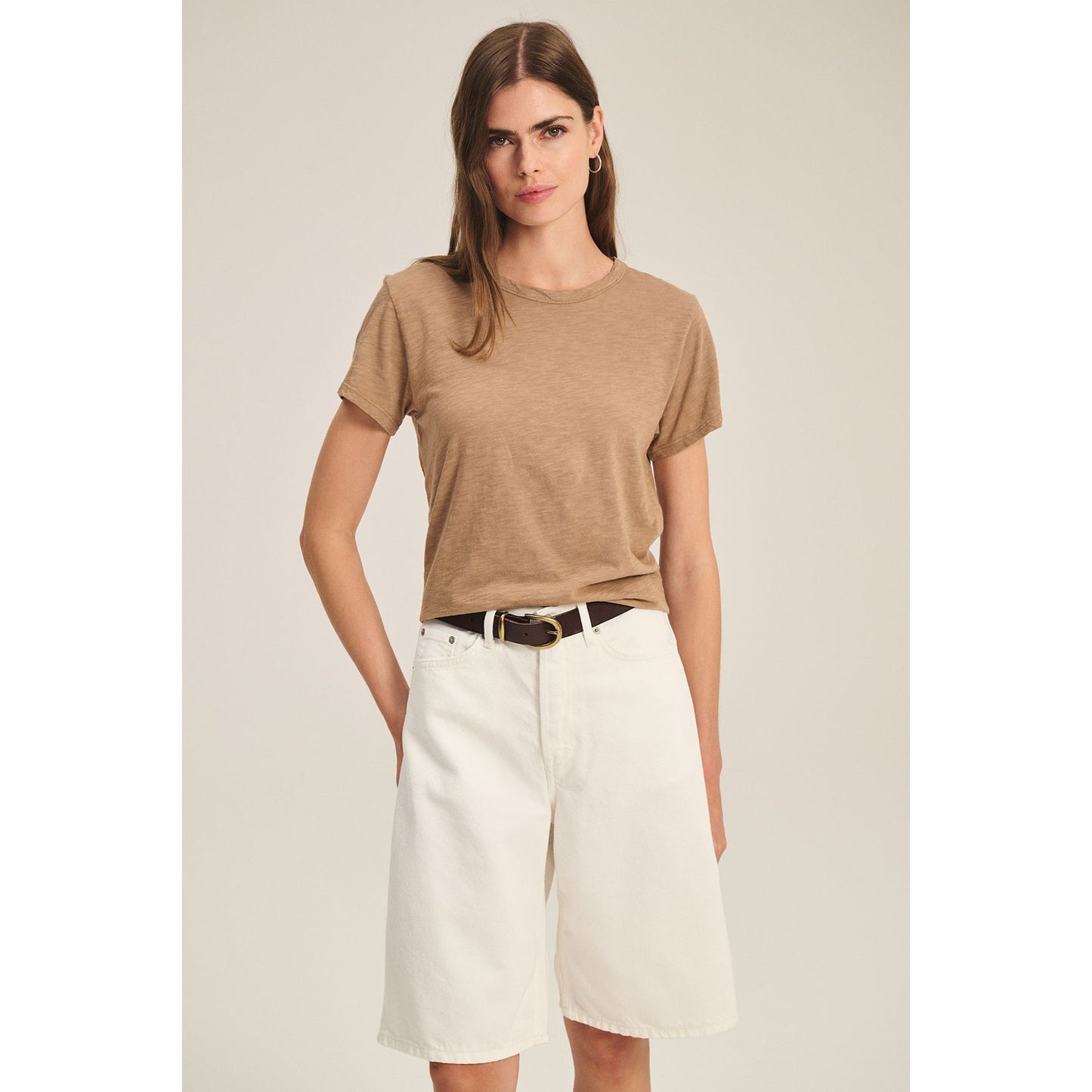 Velvet by Graham and Spencer Marika Cotton Slub Tee in Wood