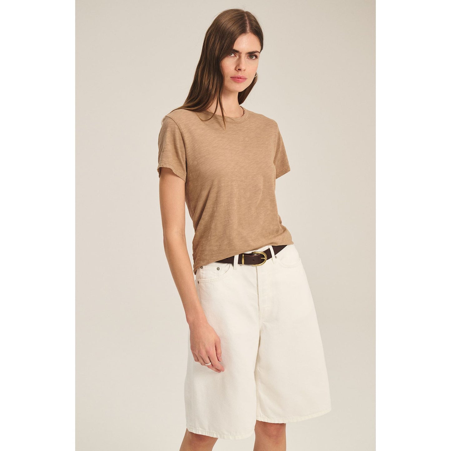 Velvet by Graham and Spencer Marika Cotton Slub Tee in Wood