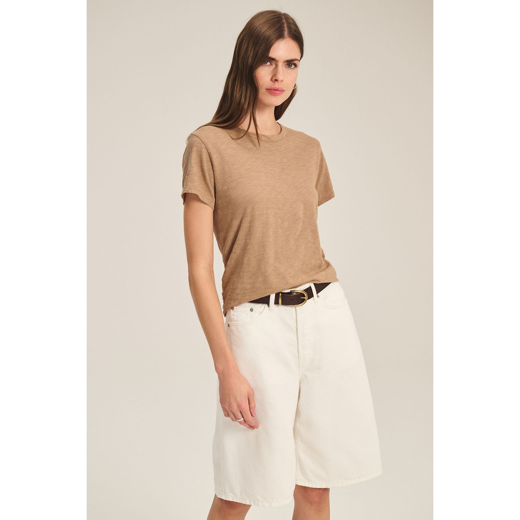 Velvet by Graham and Spencer Marika Cotton Slub Tee in Wood