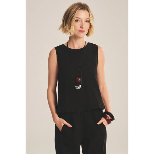 Velvet by Graham & Spencer Maxine Linen Top in Black