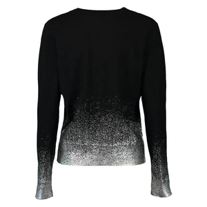 Minnie Rose Gradient Metallic Cardigan in Black and Platinum 9039