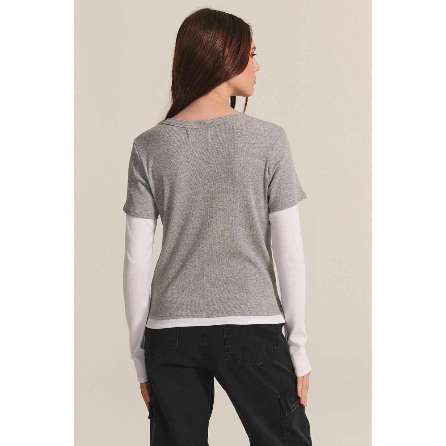 Velvet by Graham and Spencer ronson Tee in Heather Grey/White
