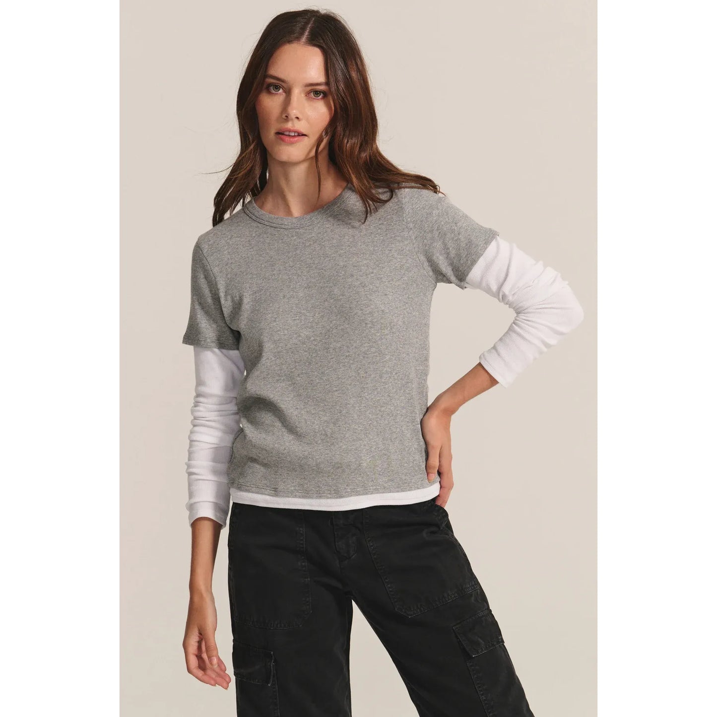 Velvet by Graham and Spencer ronson Tee in Heather Grey/White